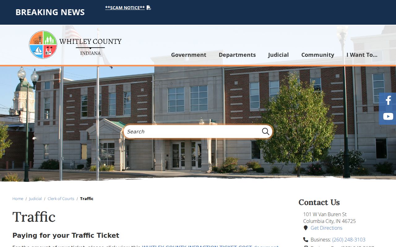 Whitley County traffic warrant ticket due-date instructions