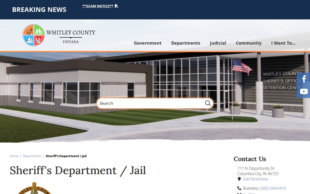 Whitley County warrant records current Sheriff and jail contact